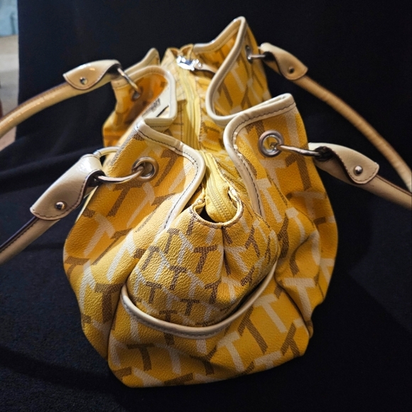 Tignanello Signature Leather Shoulder Bag/Satchel-Yellow, Cream, & Brown - Picture 15 of 16